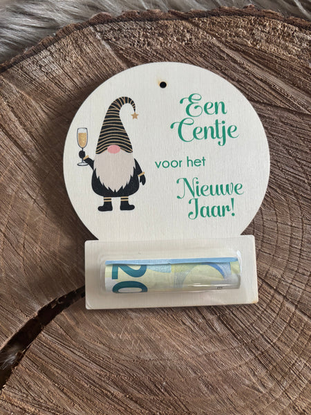 Nieuwjaarskaart 'Een centje voor het nieuwe jaar!'